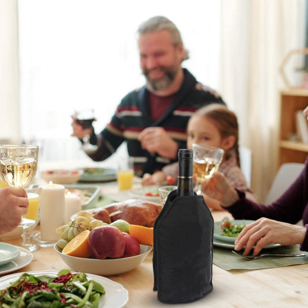 Premium Weinkühler Manschette Schwarz – Wiederverwendbar & Flexibel – Weinkühler für Standardflaschen – Kühlmanschette für Wein, Sekt & Champagner – Ideal für Partys, Picknick, Reisen